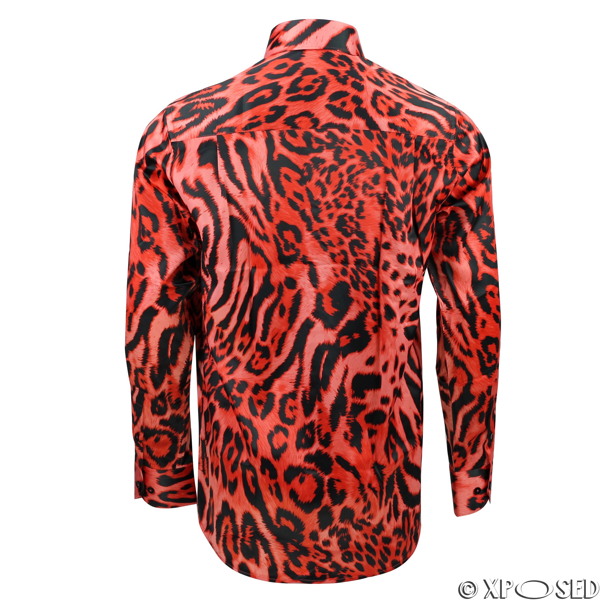 Mens Italian Designer Style Smart Casual Silk Feel Leopard Animal Print